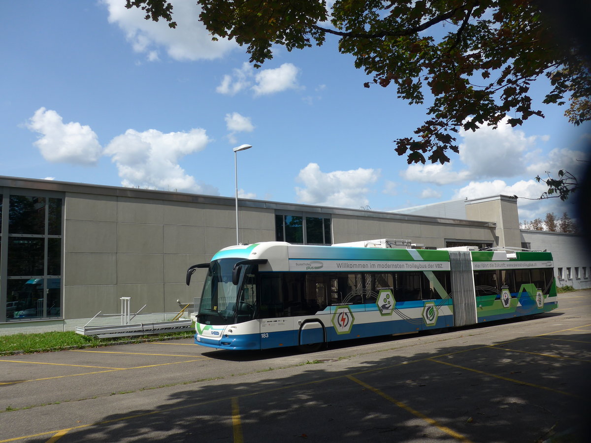 (183'746) - VBZ Z�rich - Nr. 183 - Hess/Hess Gelenktrolleybus am 20. August 2017 in Z�rich, Garage Hardau