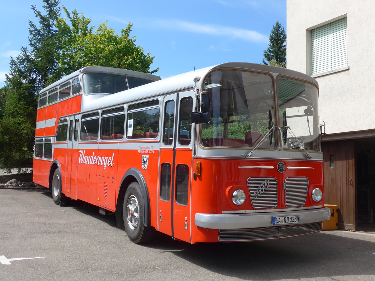 (183'922) - Aus Deutschland: Radlmeier, Ergoldsbach - LA-RD 123H - FBW/Vetter-R&J Anderthalbdecker (ex FRAM Drachten/NL Nr. 20; ex Wespe, Altst�tten; ex AFA Adelboden Nr. 4) am 23. August 2017 in Wetzikon, Restaurant Sternen