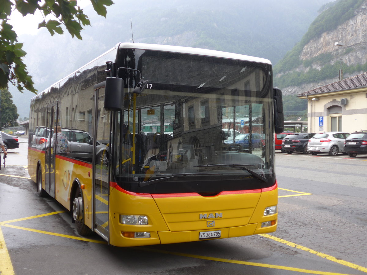(184'011) - TPC Aigle - VS 364'705 - MAN/G�ppel (ex Evasion, St-Maurice) am 24. August 2017 in St-Maurice, Post