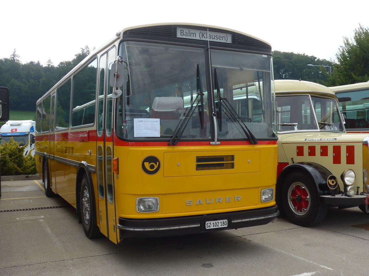 (184'336) - Inkamp, Altendorf - SZ 102'180 - Saurer/T�scher (ex Koch, Giswil; ex Selfors, Meiringen; ex P 24'236) am 26. August 2017 in Oberkirch, CAMPUS Sursee