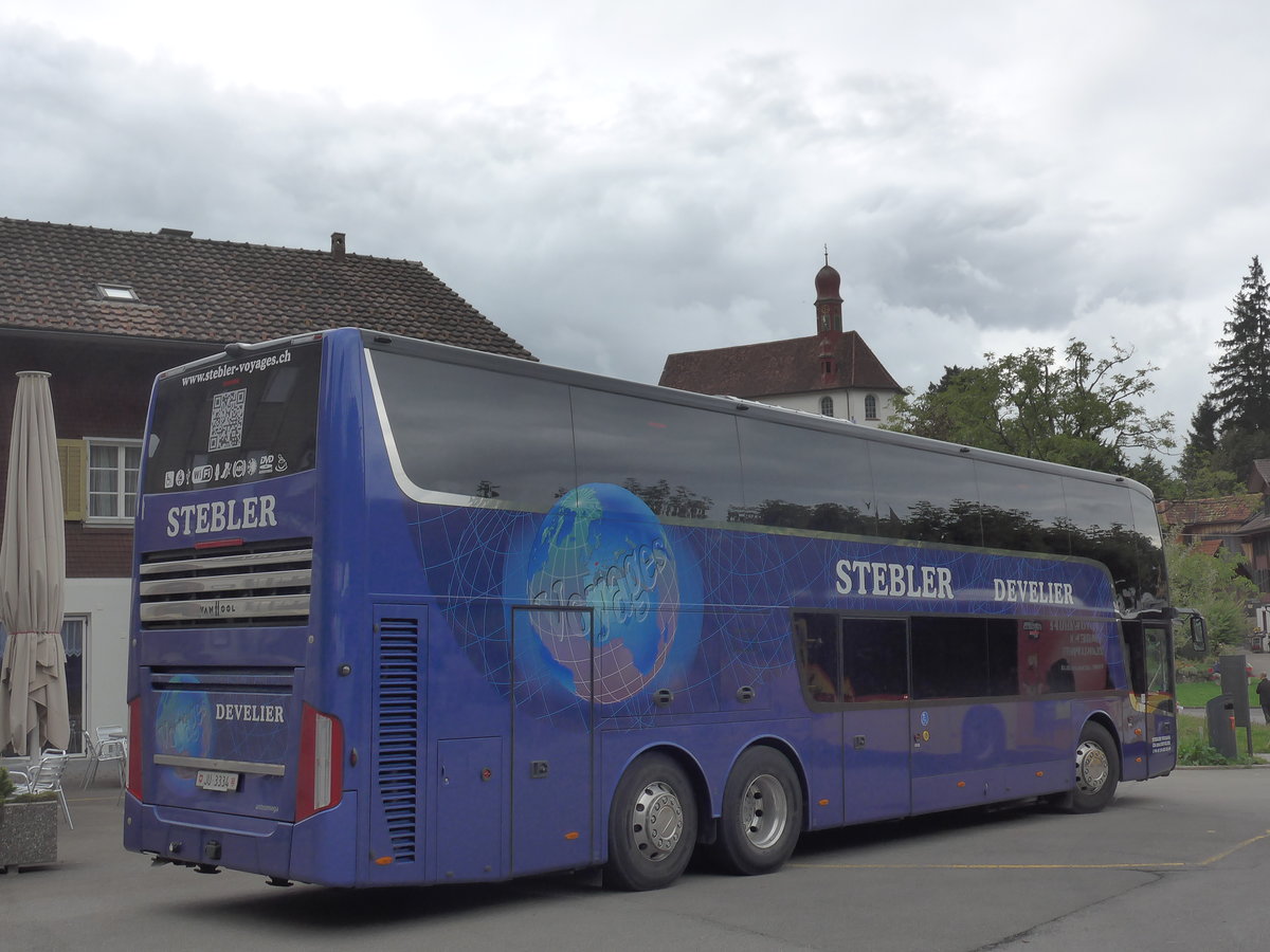 (184'755) - Stebler, Develier - JU 3334 - Van Hool am 10. September 2017 in Fl�eli-Ranft, Dorf