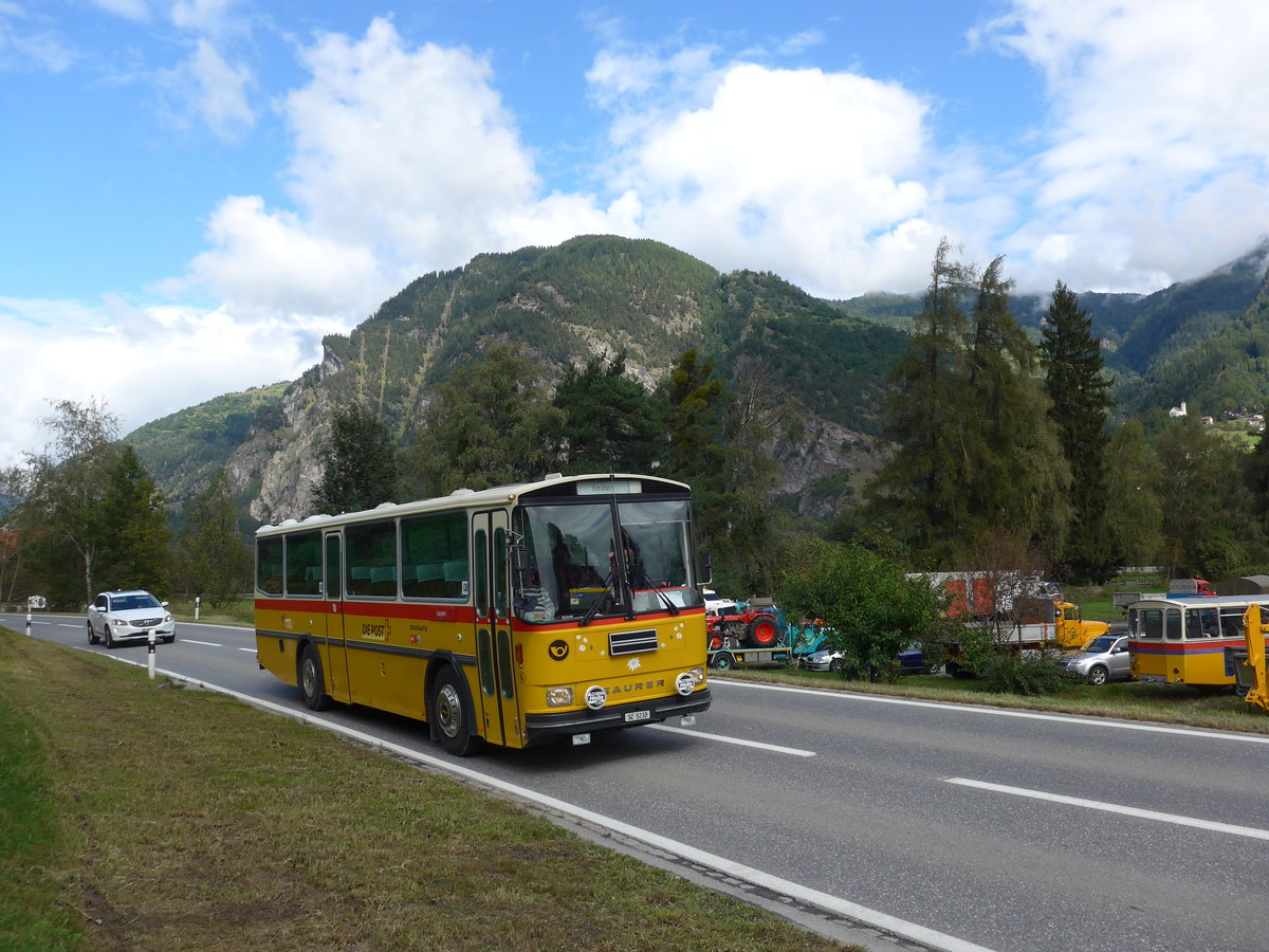 (184'938) - F�ssler, Unteriberg - Nr. 6/SZ 5232 - Saurer/R&J (ex Sch�rch, Gutenburg Nr. 6; ex P 24'358) am 16. September 2017 in Cazis, B�ndner Arena