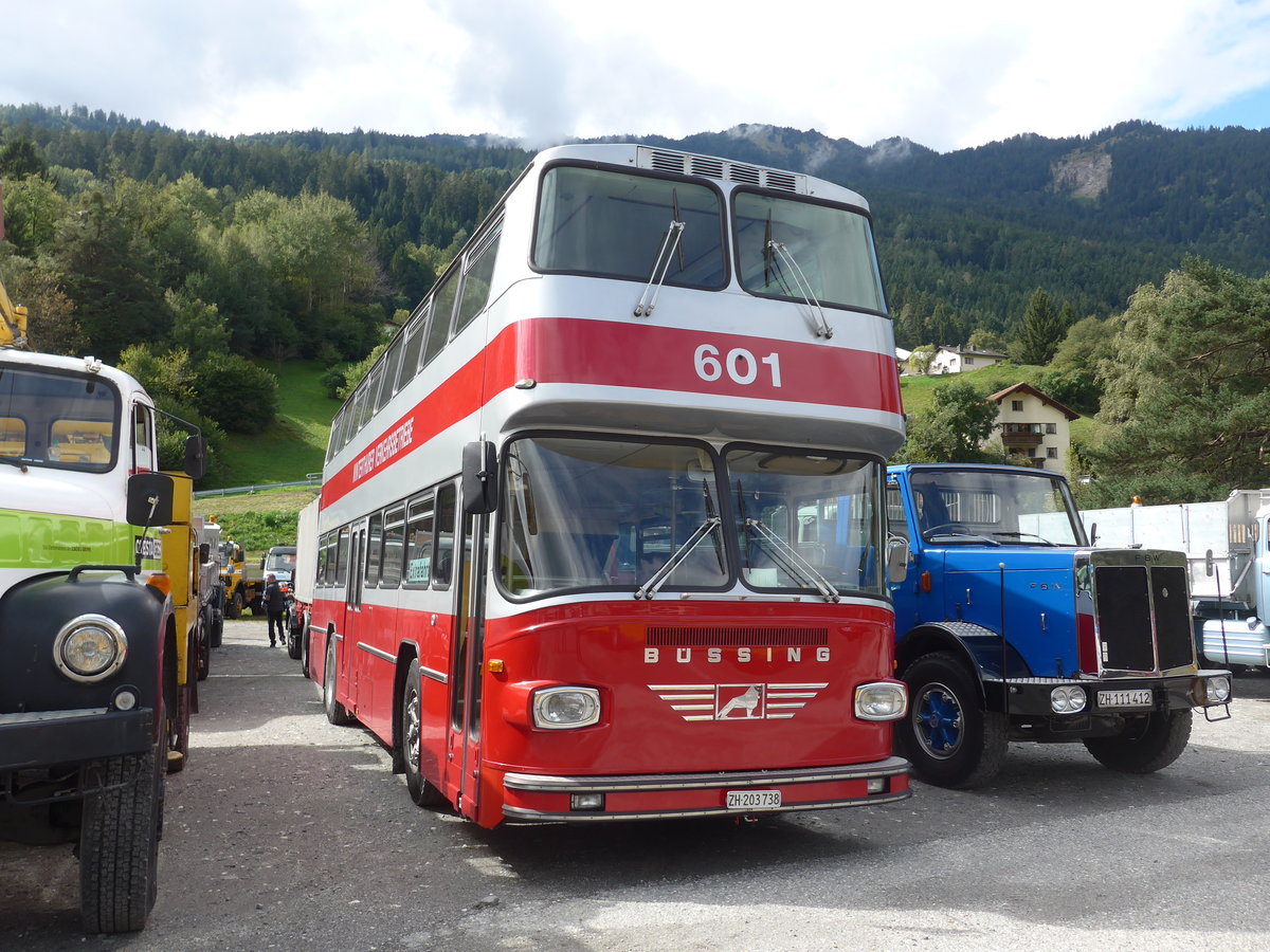 (184'993) - WV Winterthur - Nr. 601/ZH 203'738 - B�ssing (ex Nr. 201; ex Amt f�r Luftverkehr, Z�rich Nr. 47; ex Swissair, Z�rich Nr. 23) am 16. September 2017 in Cazis, B�ndner Arena