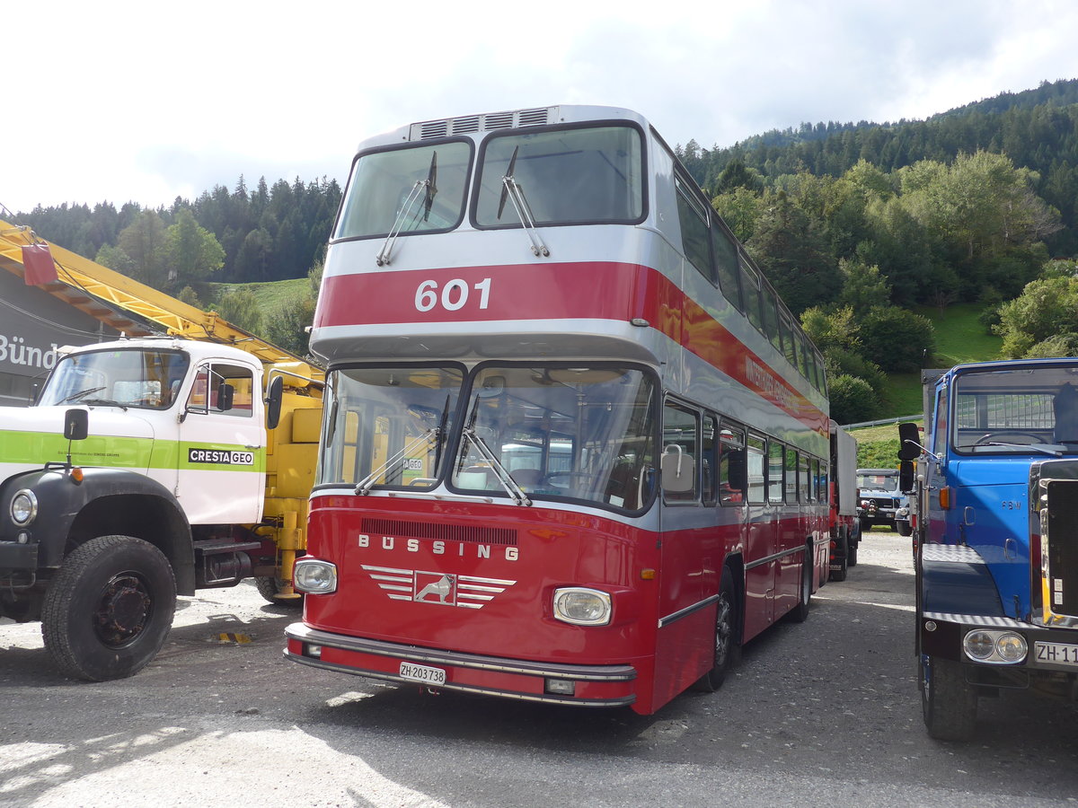 (184'994) - WV Winterthur - Nr. 601/ZH 203'738 - B�ssing (ex Nr. 201; ex Amt f�r Luftverkehr, Z�rich Nr. 47; ex Swissair, Z�rich Nr. 23) am 16. September 2017 in Cazis, B�ndner Arena