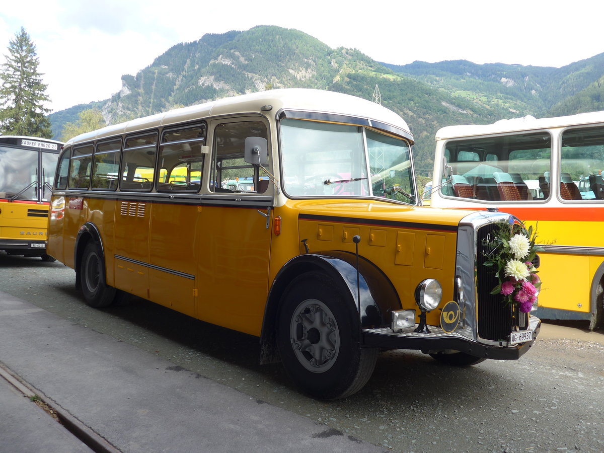 (184'997) - Bl�chlinger, Endingen - AG 69'937 - Saurer/T�scher (ex Dubach, Walde; ex Spescha, Andiast) am 16. September 2017 in Cazis, B�ndner Arena