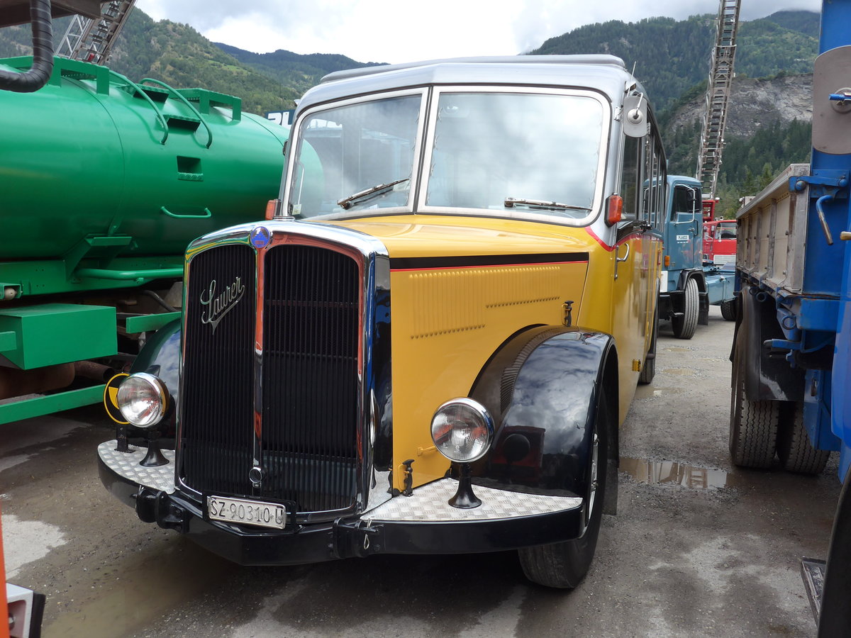 (185'026) - Kiener, Steinen - SZ 90'310 U - Saurer/Eggli (ex Marti, Luzern; ex P 23'095; ex P 2147) am 16. September 2017 in Cazis, B�ndner Arena