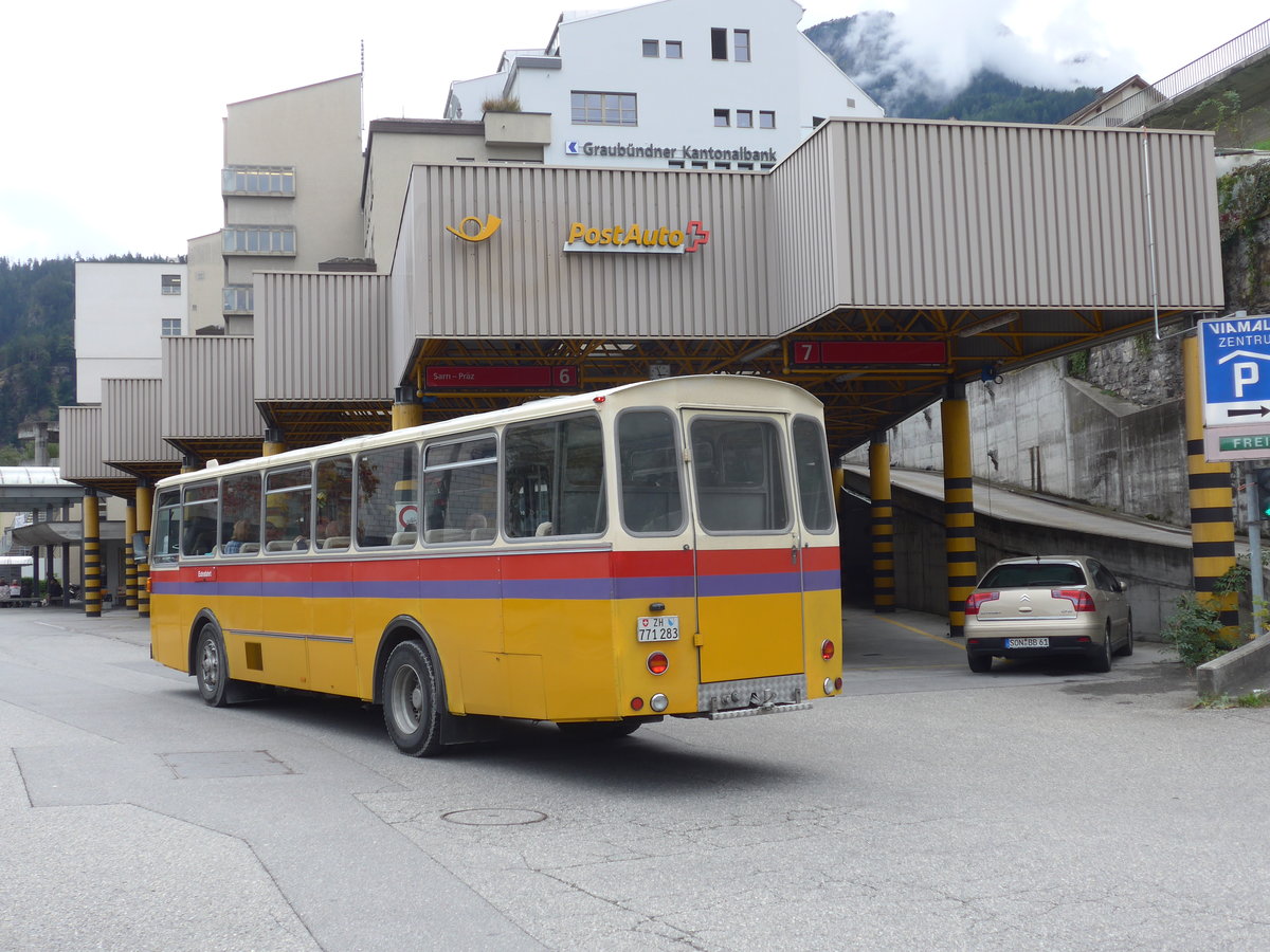 (185'046) - Rothmayr, Wermatswil - ZH 771'283 - Saurer/T�scher am 16. September 2017 in Thusis, Postautostation