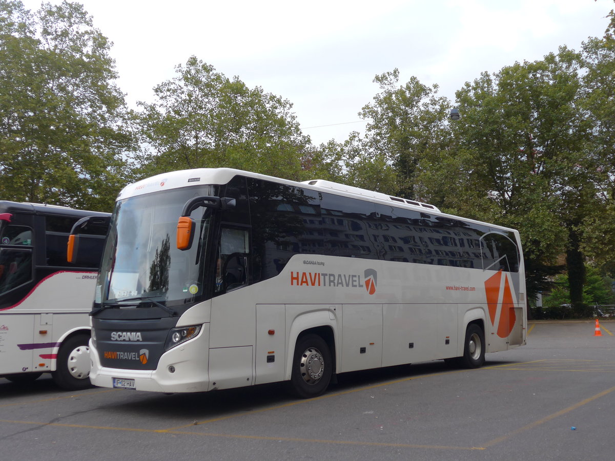 (185'070) - Aus Rum�nien: Havi Travel, Tirgu-Mures - Nr. 395/IF 02 HAV - Scania/Higer am 16. September 2017 in Z�rich, Sihlquai