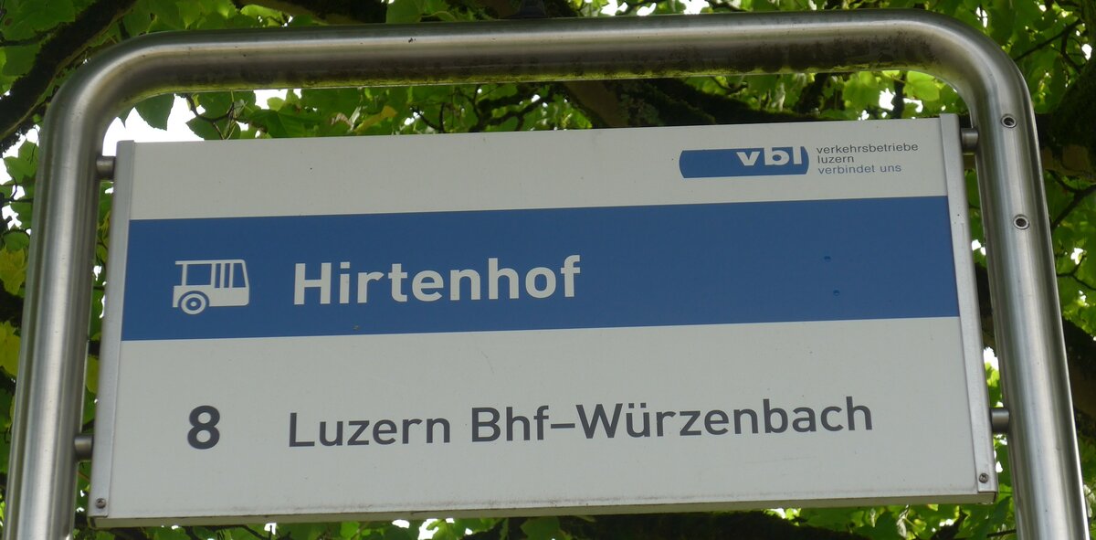(185'154) - vbl-Haltestellenschild - Luzern, Hirtenhof - am 18. September 2017