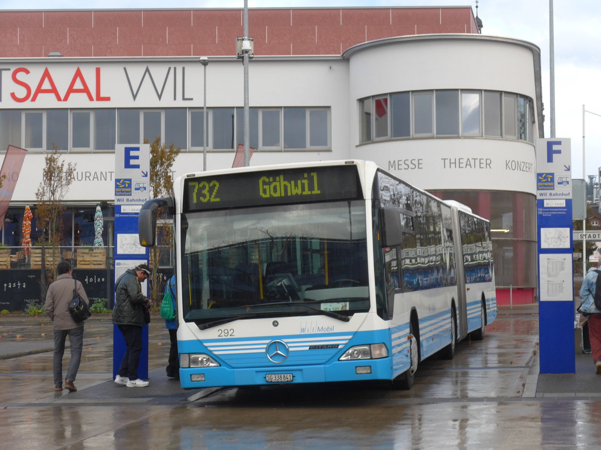 (186'116) - WilMobil, Wil - Nr. 292/SG 338'841 - Mercedes (ex RTB Altst�tten Nr. 1) am 27. Oktober 2017 beim Bahnhof Wil