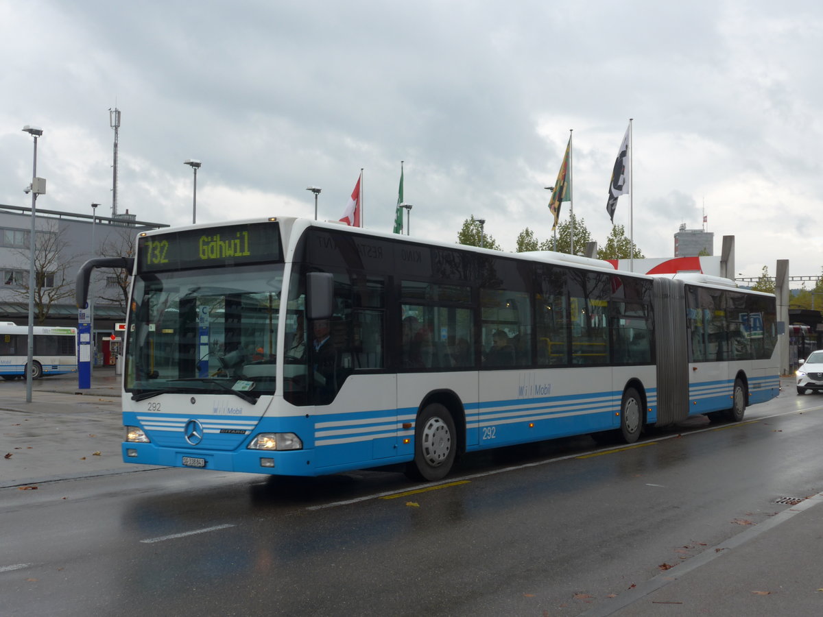 (186'140) - WilMobil, Wil - Nr. 292/SG 338'841 - Mercedes (ex RTB Altst�tten Nr. 1) am 27. Oktober 2017 beim Bahnhof Wil