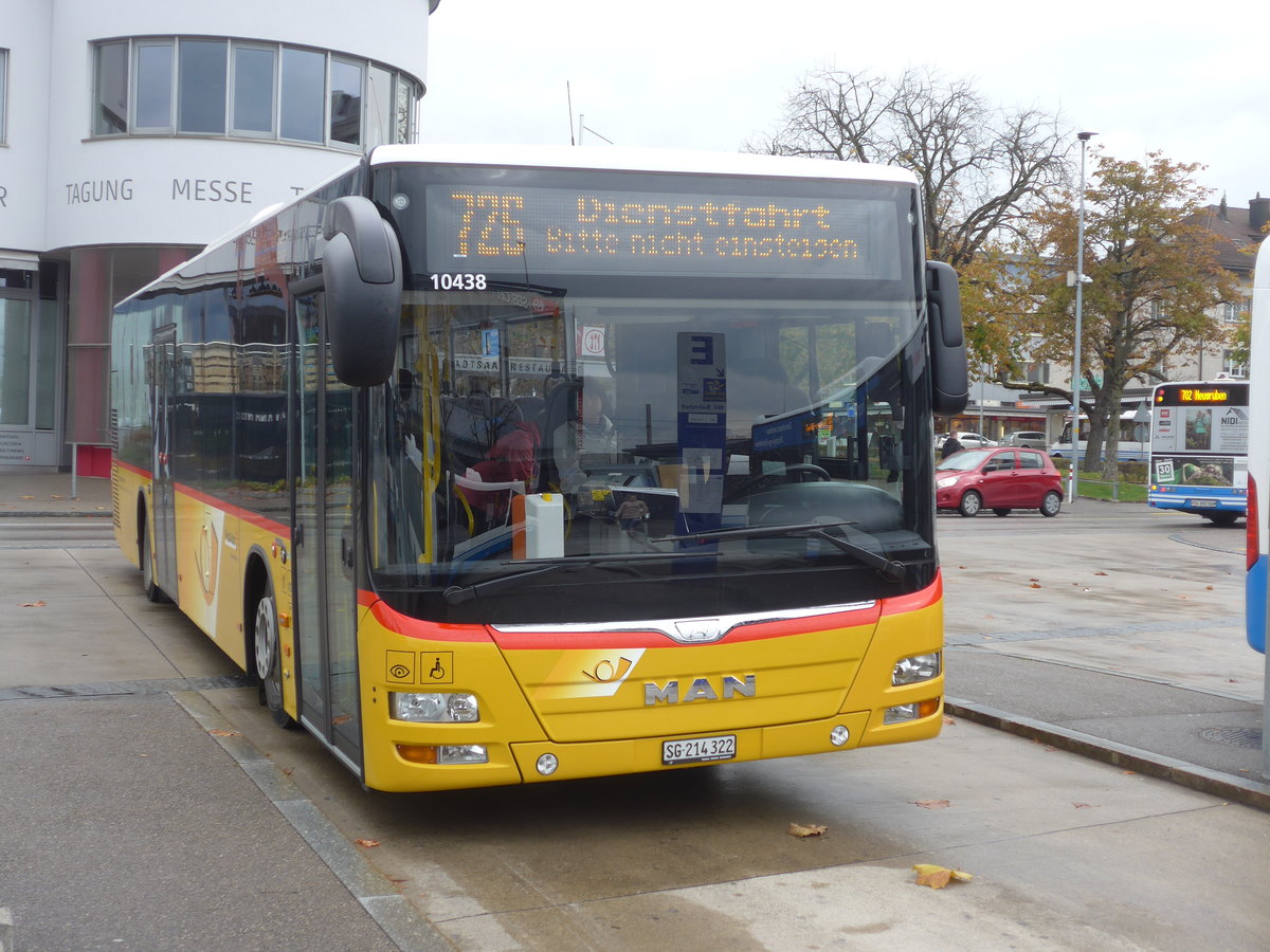 (186'142) - Postautobetriebe Unteres Toggenburg, L�tisburg - SG 214'322 - MAN am 27. Oktober 2017 beim Bahnhof Wil