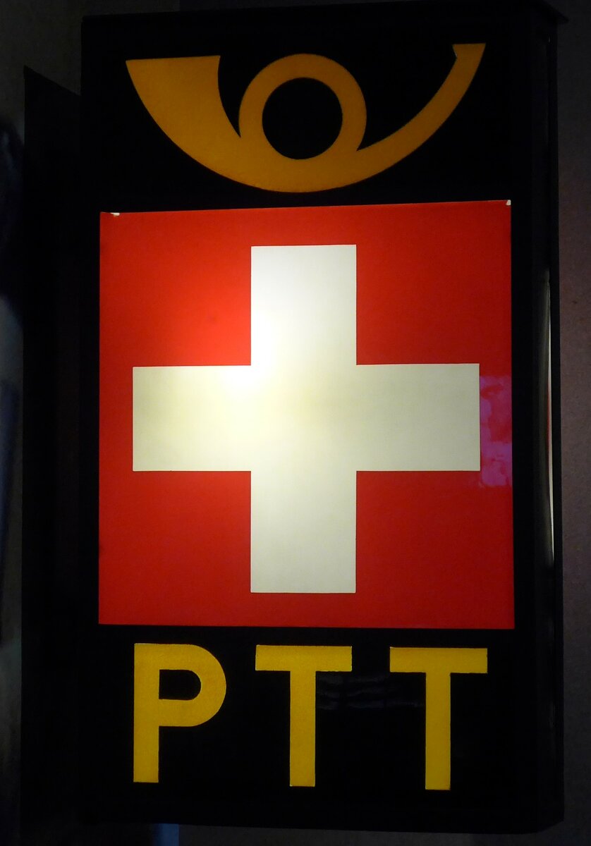 (186'549) - Altes Postautoschild am 19. November 2017 in Bern, Museum f�r Kommunikation