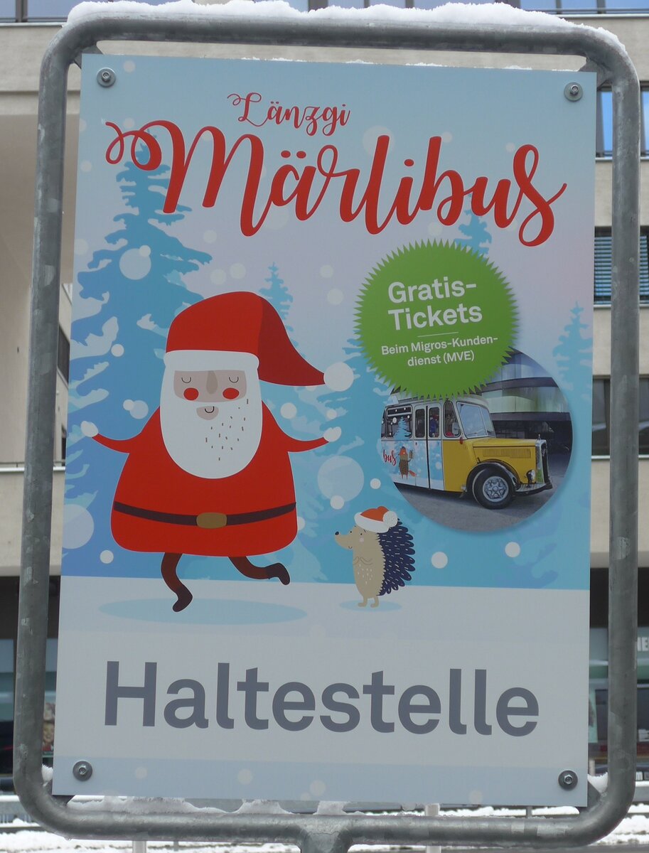 (186'817) - L�nzgi Marlibus-Haltestellenschild am 9. Dezember 2017 in Stans, L�nderpark