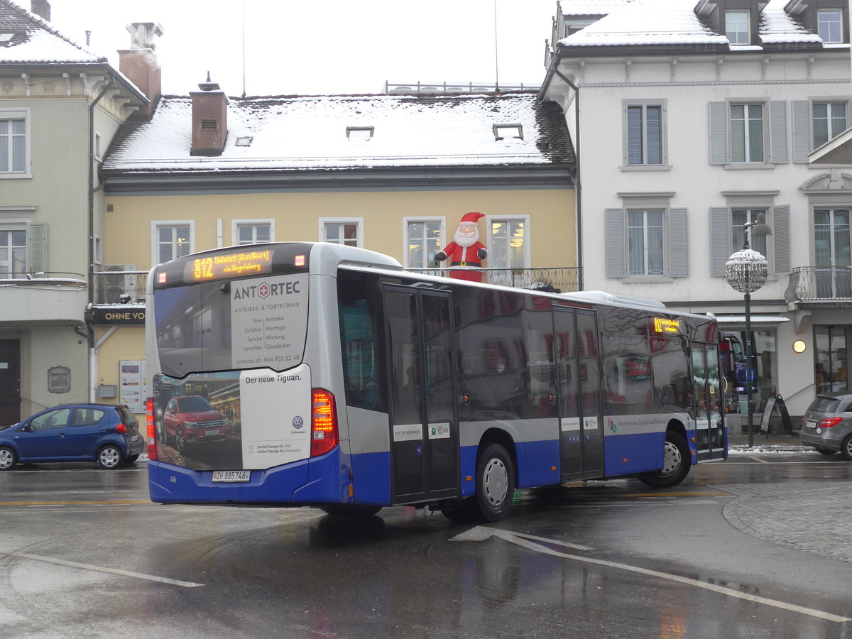 (186'863) - VZO Gr�ningen - Nr. 46/ZH 885'746 - Mercedes am 9. Dezember 2017 beim Bahnhof Uster