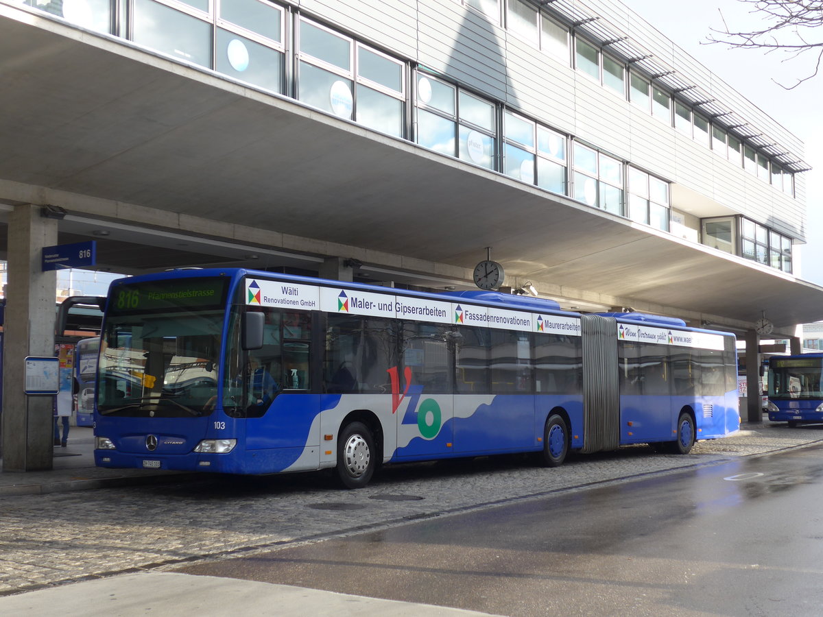 (186'877) - VZO Gr�ningen - Nr. 103/ZH 745'103 - Mercedes am 9. Dezember 2017 beim Bahnhof Uster