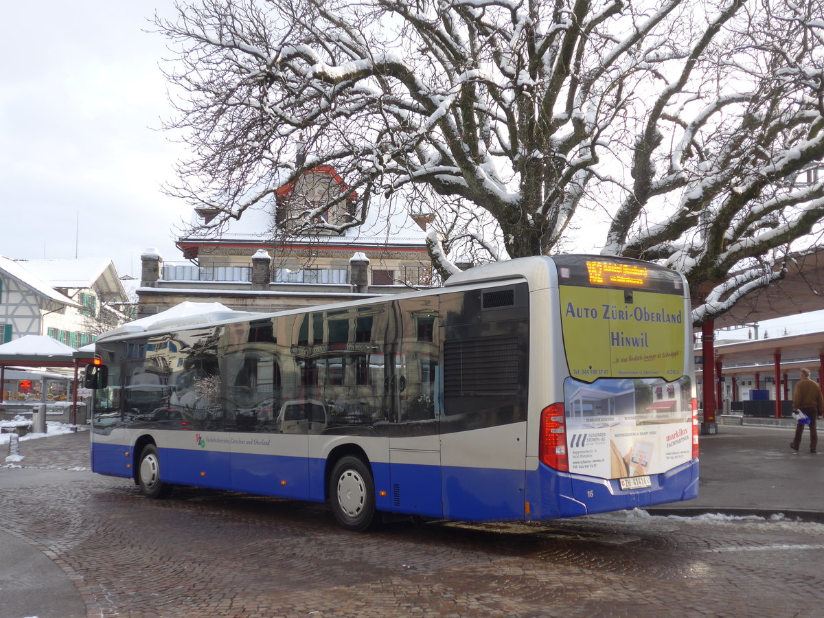 (186'896) - VZO Gr�ningen - Nr. 16/ZH 41'416 - Mercedes am 9. Dezember 2017 beim Bahnhof Wetzikon