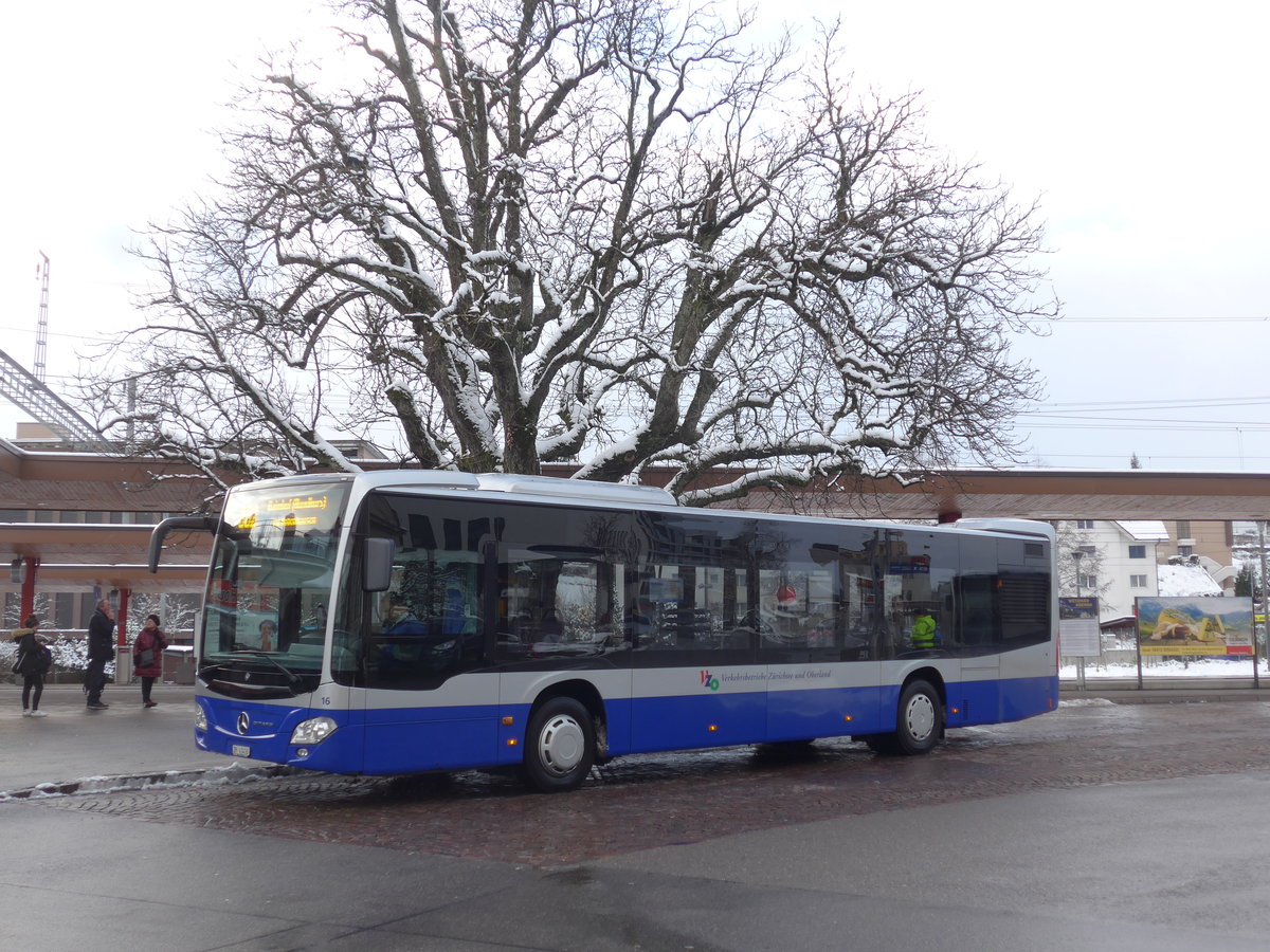 (186'897) - VZO Gr�ningen - Nr. 16/ZH 41'416 - Mercedes am 9. Dezember 2017 beim Bahnhof Wetzikon