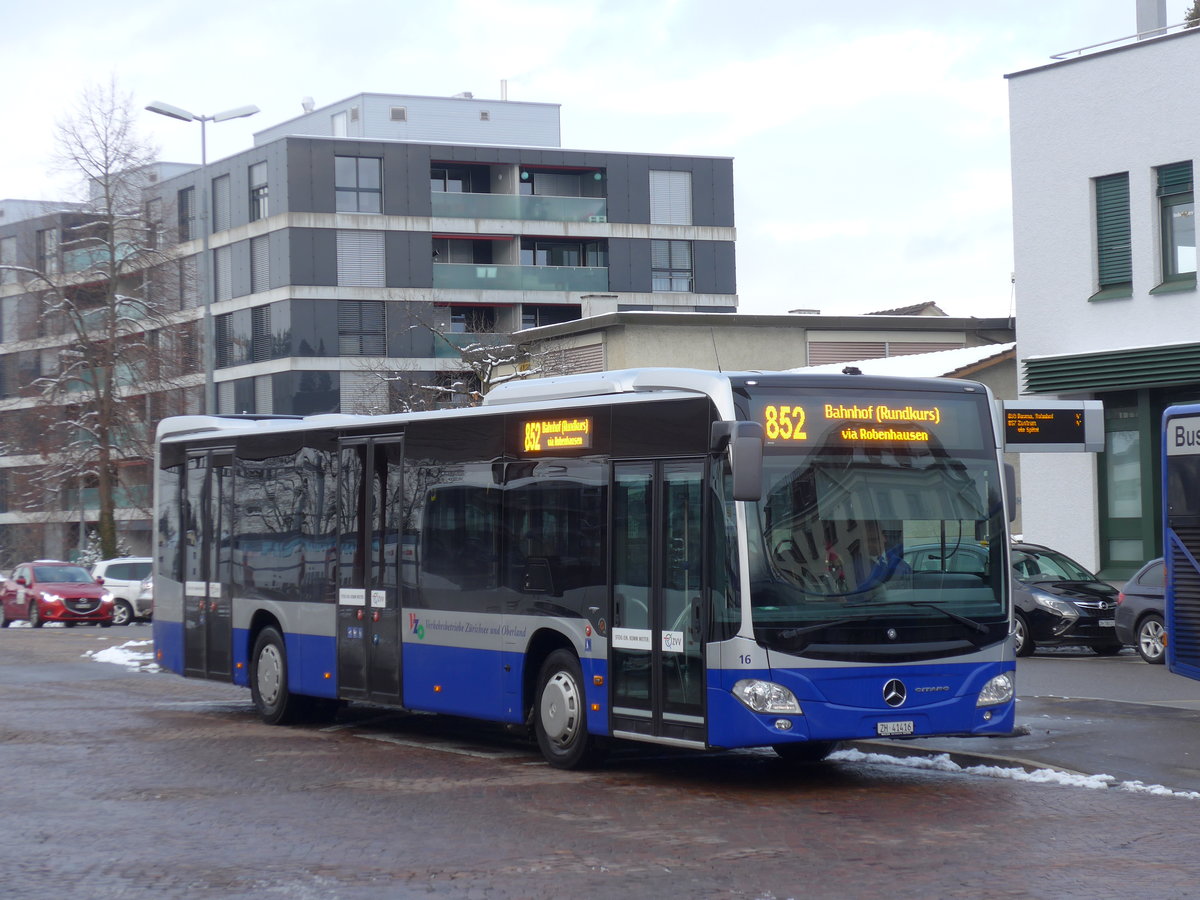 (186'903) - VZO Gr�ningen - Nr. 16/ZH 41'416 - Mercedes am 9. Dezember 2017 beim Bahnhof Wetzikon