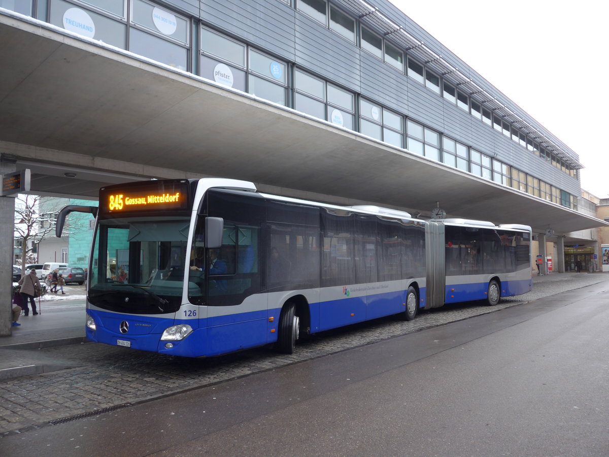 (186'905) - VZO Gr�ningen - Nr. 126/ZH 484'126 - Mercedes am 9. Dezember 2017 beim Bahnhof Uster