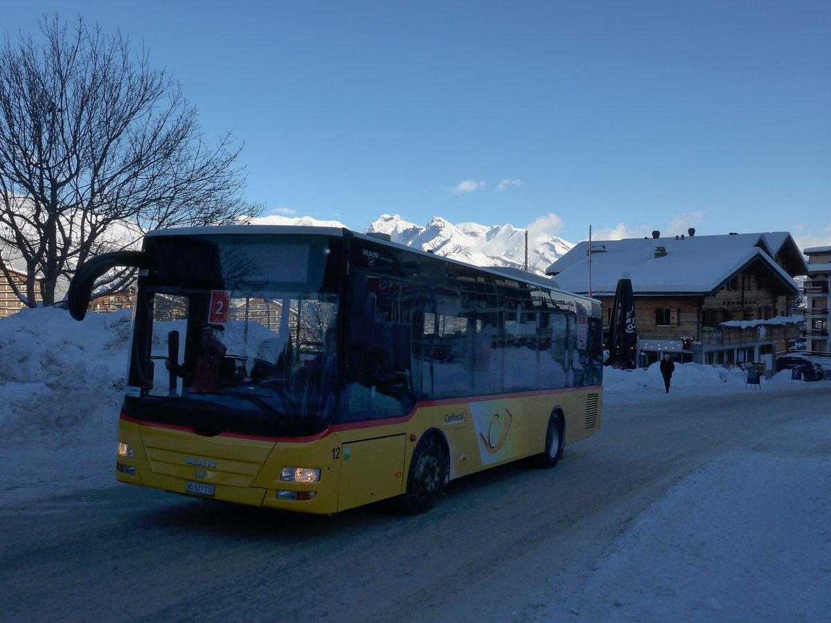(186'971) - MOB Montreux - Nr. 12/VD 527'776 - MAN/G�ppel am 17. Dezember 2017 in Haute-Nendaz, T�l�cabine (Einsatz Lathion)