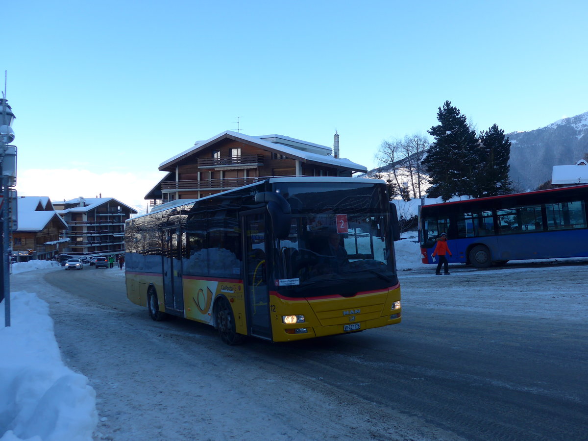 (186'988) - MOB Montreux - Nr. 12/VD 527'776 - MAN/G�ppel am 17. Dezember 2017 in Haute-Nedaz, T�l�cabine (Einsatz Lathion)