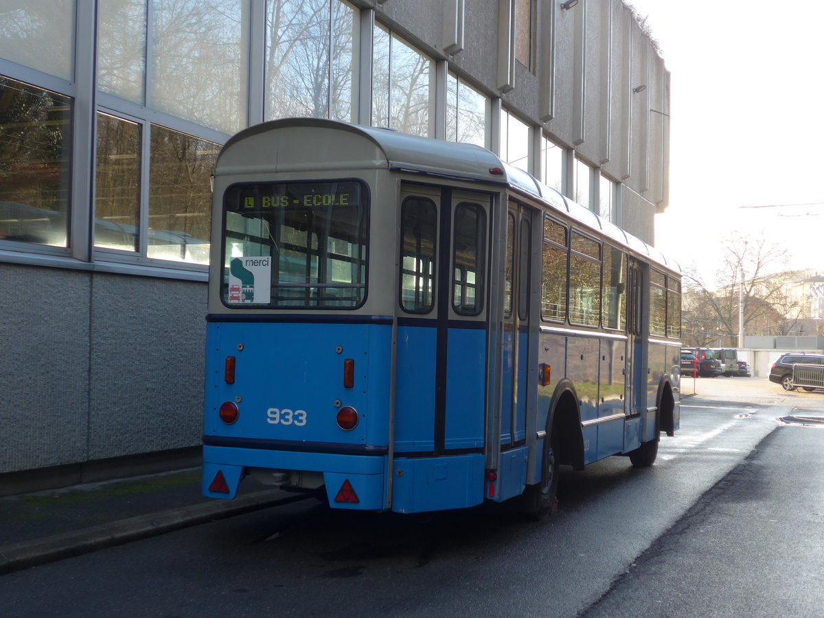 (187'119) - TL Lausanne (R�trobus) - Nr. 933 - Moser/Eggli-Mischler Personenanh�nger am 23. Dezember 2017 in Lausanne, D�p�t Borde