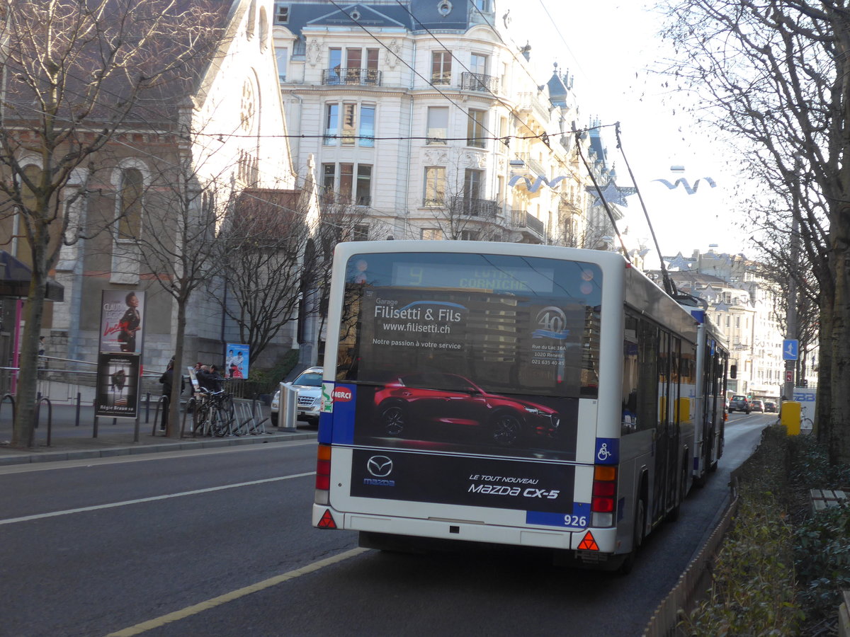 (187'174) - TL Lausanne - Nr. 926 - Lanz+Marti/Hess Personenanh�nger am 23. Dezember 2017 in Lausanne, Chauderon