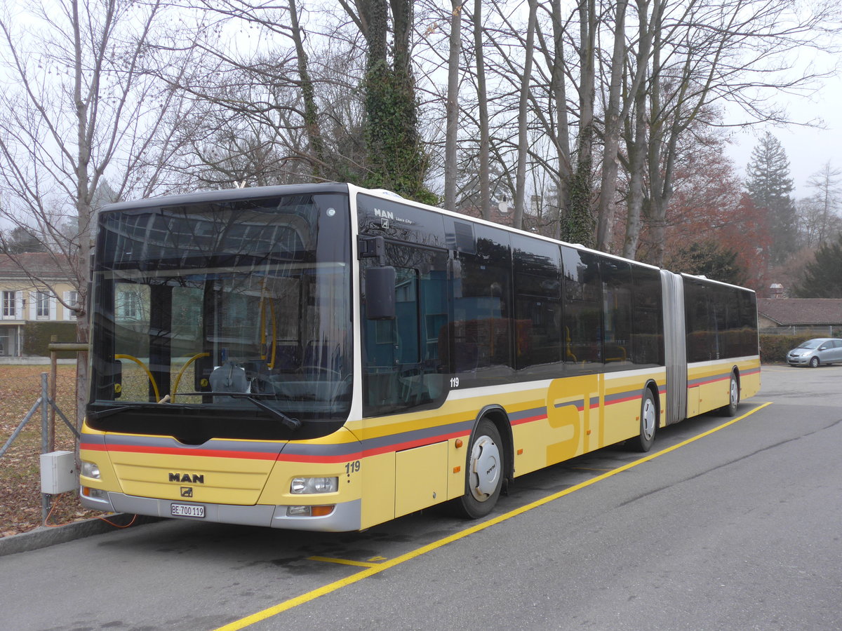 (187'349) - STI Thun - Nr. 119/BE 700'119 - MAN am 25. Dezember 2017 bei der Schiffl�ndte Thun