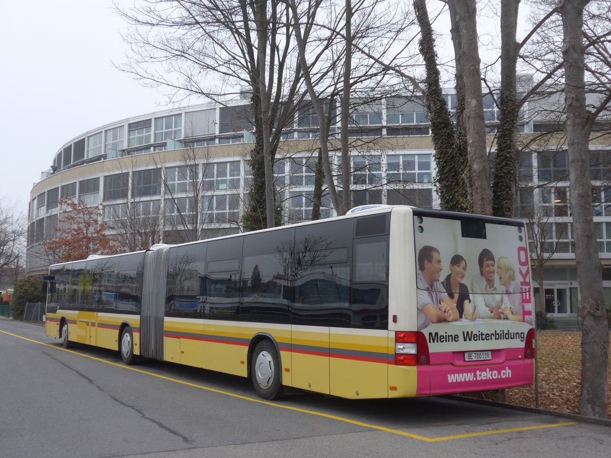 (187'350) - STI Thun - Nr. 119/BE 700'119 - MAN am 25. Dezember 2017 bei der Schiffl�ndte Thun