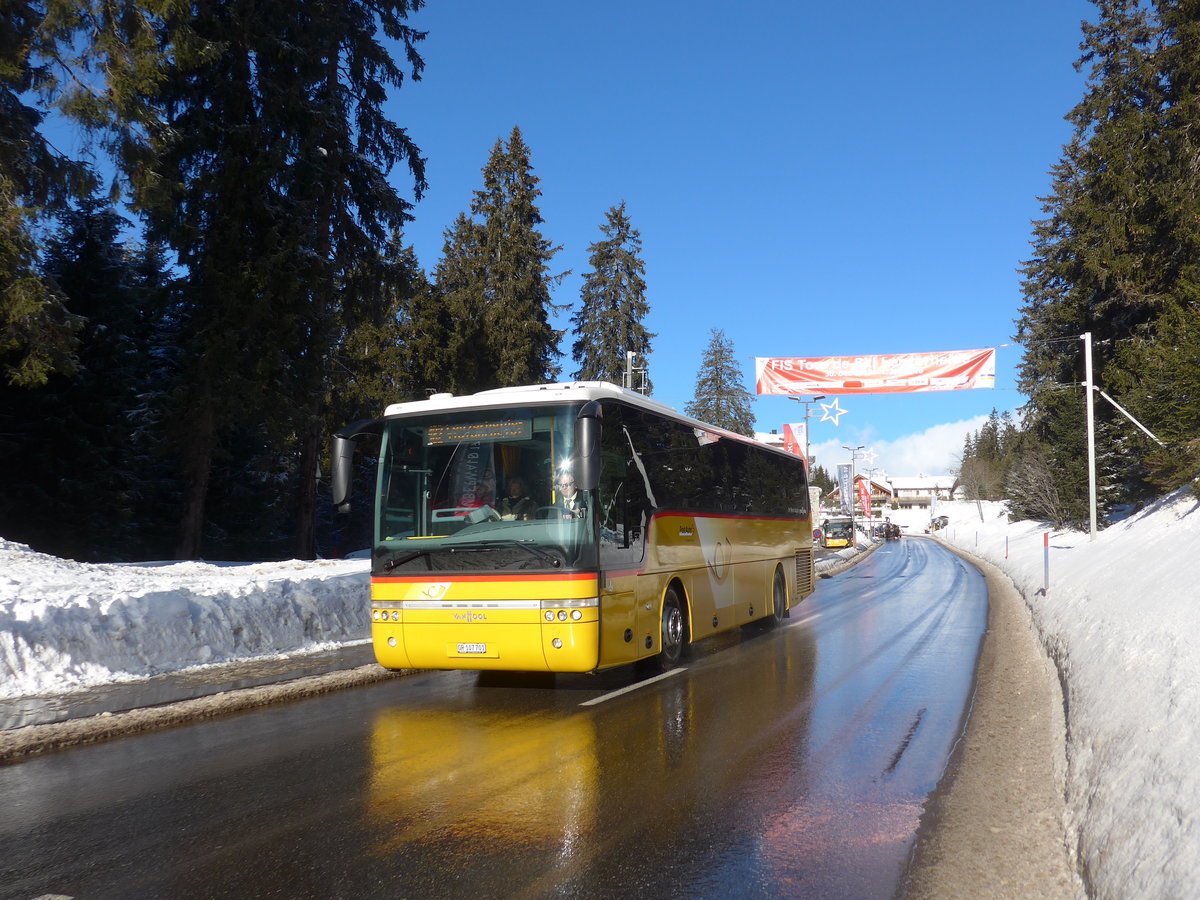 (187'595) - PostAuto Graub�nden - GR 107'701 - Van Hool am 1. Januar 2018 in Valbella, Tour de Ski