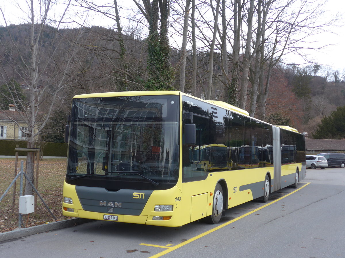 (187'661) - STI Thun - Nr. 143/BE 801'143 - MAN am 2. Januar 2018 bei der Schiffl�ndte Thun