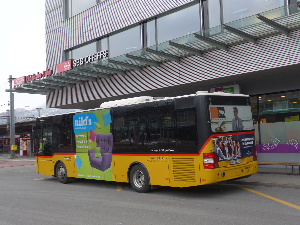 (188'098) - Gessinger, Bad Ragaz - GR 102'391 - MAN/G�ppel am 3. Februar 2018 beim Bahnhof Landquart