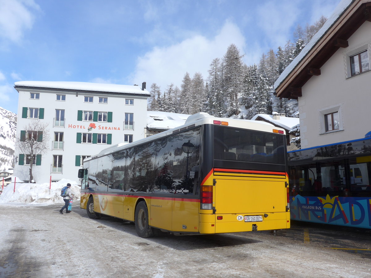 (188'161) - PostAuto Graub�nden - GR 160'387 - Setra am 3. Februar 2018 in Sils-Maria, Post