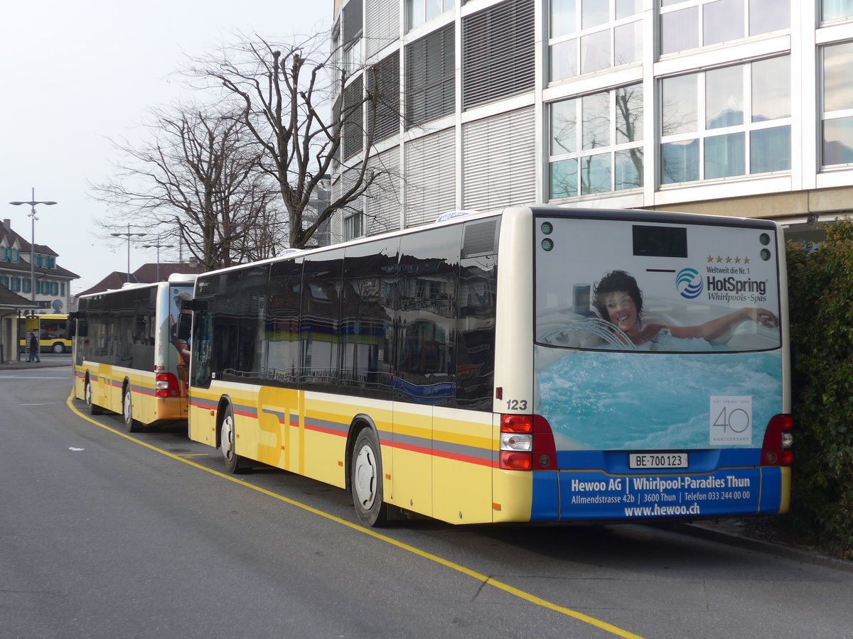 (188'279) - STI Thun - Nr. 123/BE 700'123 - MAN am 5. Februar 2018 bei der Schiffl�ndte Thun