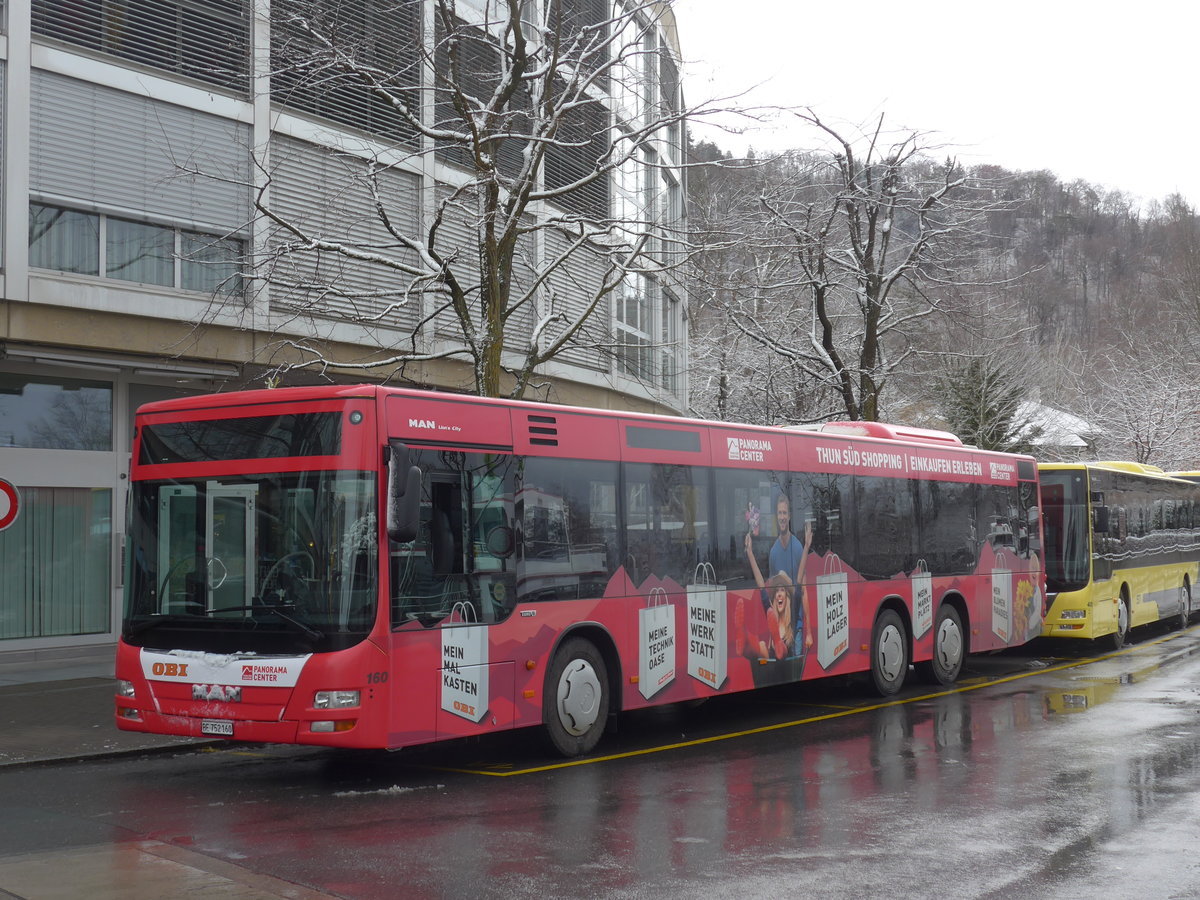 (188'453) - STI Thun - Nr. 160/BE 752'160 - MAN am 12. Februar 2018 bei der Schiffl�ndte Thun