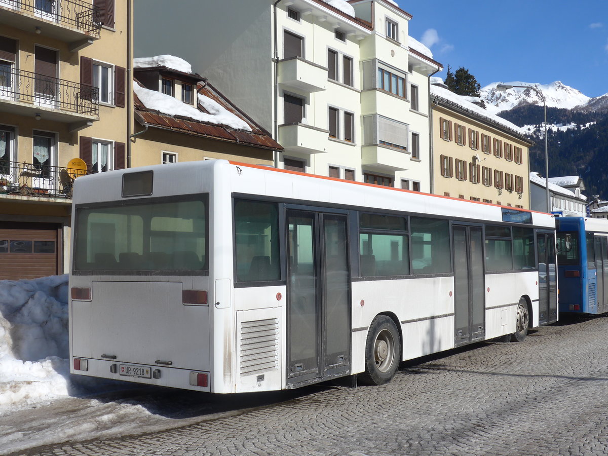 (188'602) - Meyer, G�schenen - UR 9218 - Mercedes (ex BSU Solothurn Nr. 65; ex BSU Solothurn Nr. 59) am 14. Februar 2018 beim Bahnhof Airolo