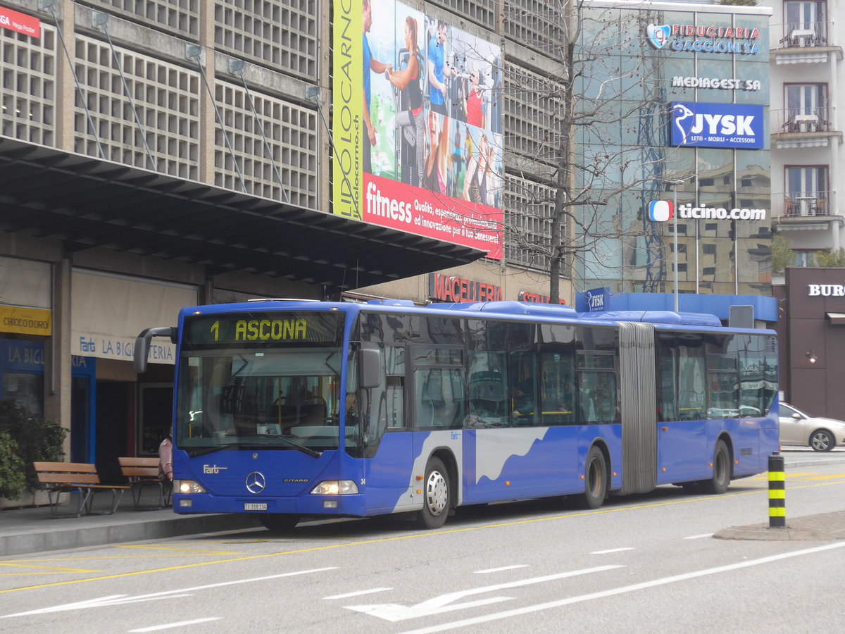 (188'831) - FART Locarno - Nr. 34/TI 318'334 - Mercedes (ex VZO Gr�ningen Nr. 22) am 17. Februar 2018 beim Bahnhof Locarno