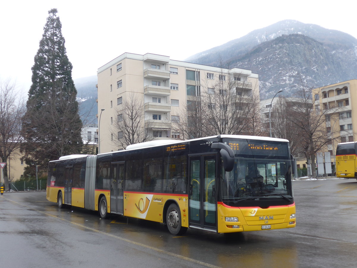 (189'028) - Buchard, Leytron - VS 104'346 - MAN (ex Nr. 160) am 3. M�rz 2018 beim Bahnhof Martigny
