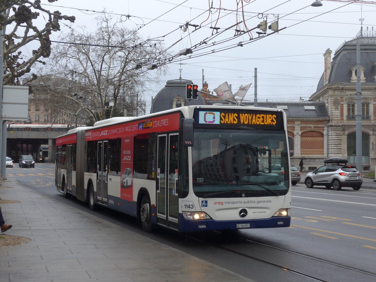 (189'161) - TPG Gen�ve - Nr. 1143/GE 960'893 - Mercedes am 12. M�rz 2018 in Gen�ve, Place des Vingt-Deux-Cantons
