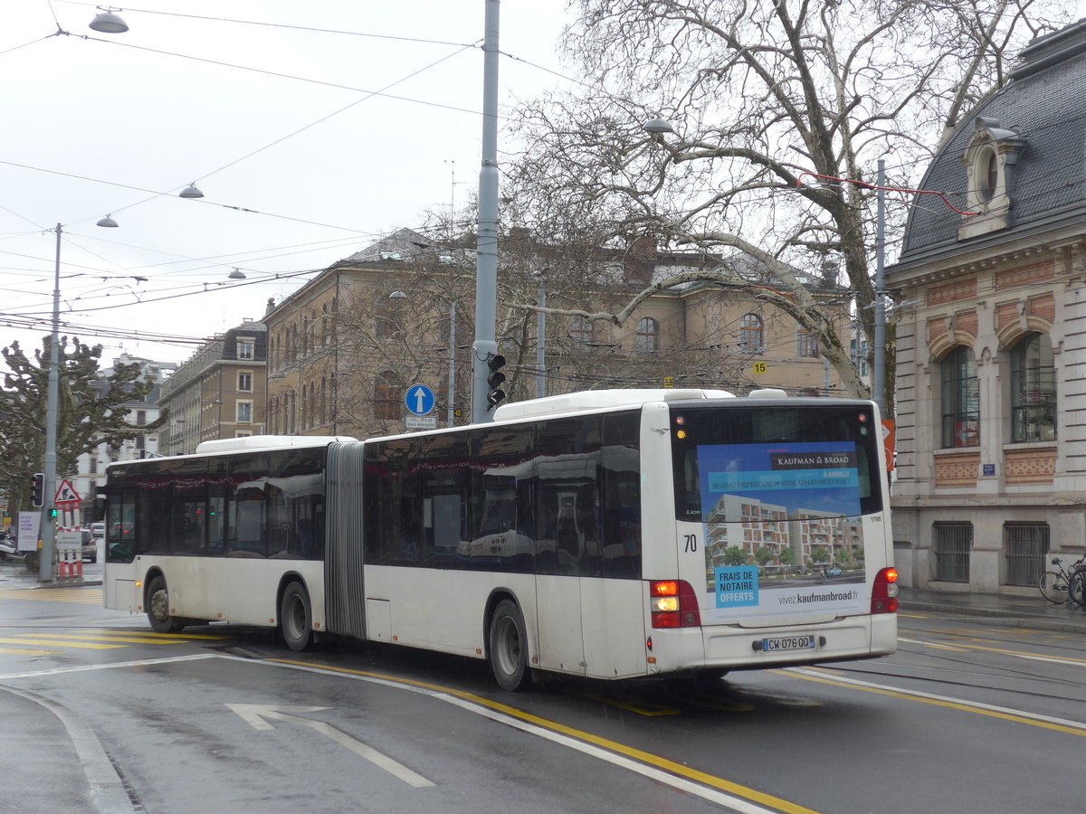 (189'196) - Aus Frankreich: TAC Annemasse - Nr. 1708/CW 076 QQ - MAN (ex Nr. 1935) am 12. M�rz 2018 beim Bahnhof Gen�ve