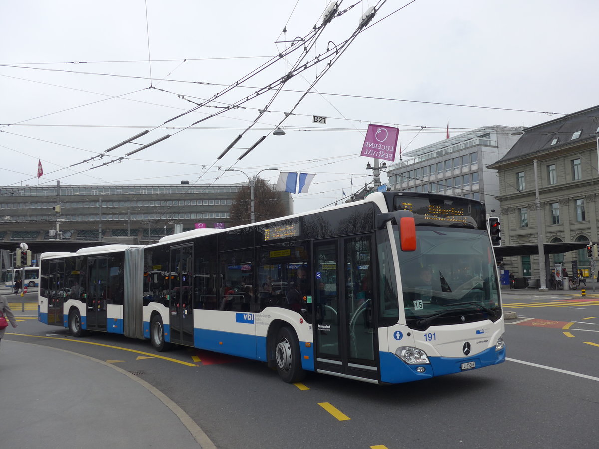 (189'403) - VBL Luzern - Nr. 191/LU 15'003 - Mercedes am 17. M�rz 2018 beim Bahnhof Luzern