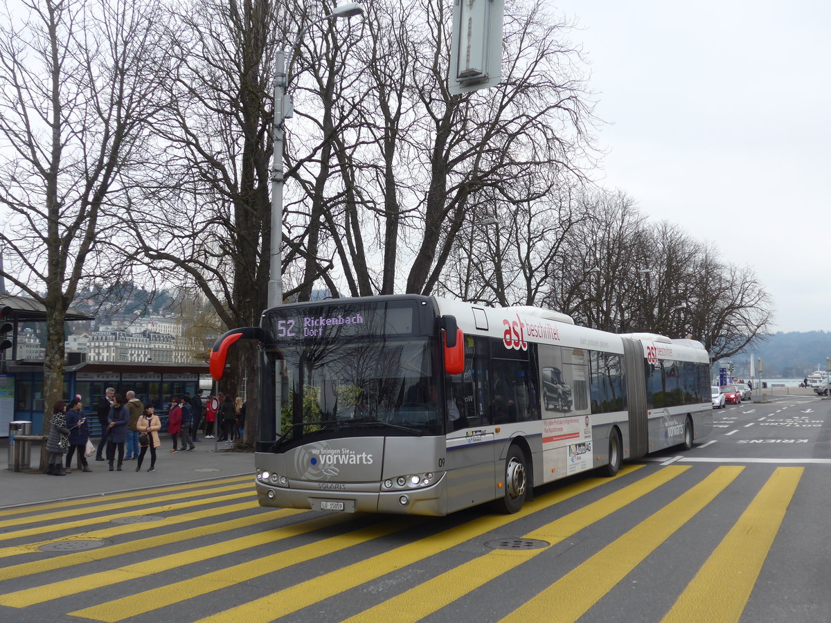 (189'408) - AAGR Rothenburg - Nr. 9/LU 15'059 - Solaris am 17. M�rz 2018 beim Bahnhof Luzern