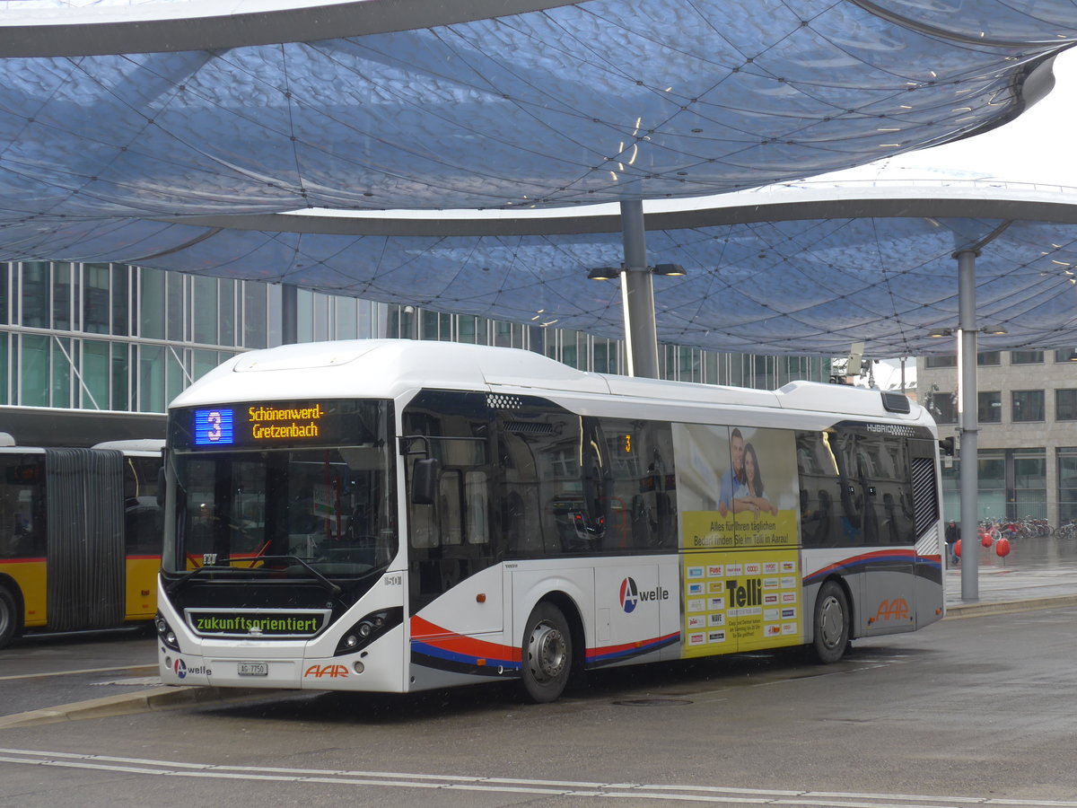 (189'468) - AAR bus+bahn, Aarau - Nr. 50/AG 7750 - Volvo am 19. M�rz 2018 beim Bahnhof Aarau