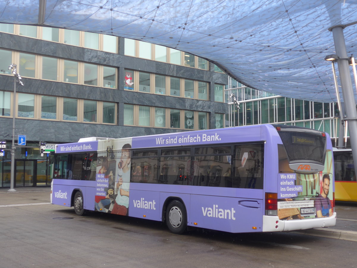 (189'481) - AAR bus+bahn, Aarau - Nr. 161/AG 441'161 - Scania/Hess am 19. M�rz 2018 beim Bahnhof Aarau