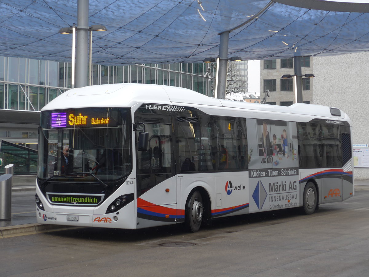 (189'482) - AAR bus+bahn, Aarau - Nr. 47/AG 15'247 - Volvo am 19. M�rz 2018 beim Bahnhof Aarau