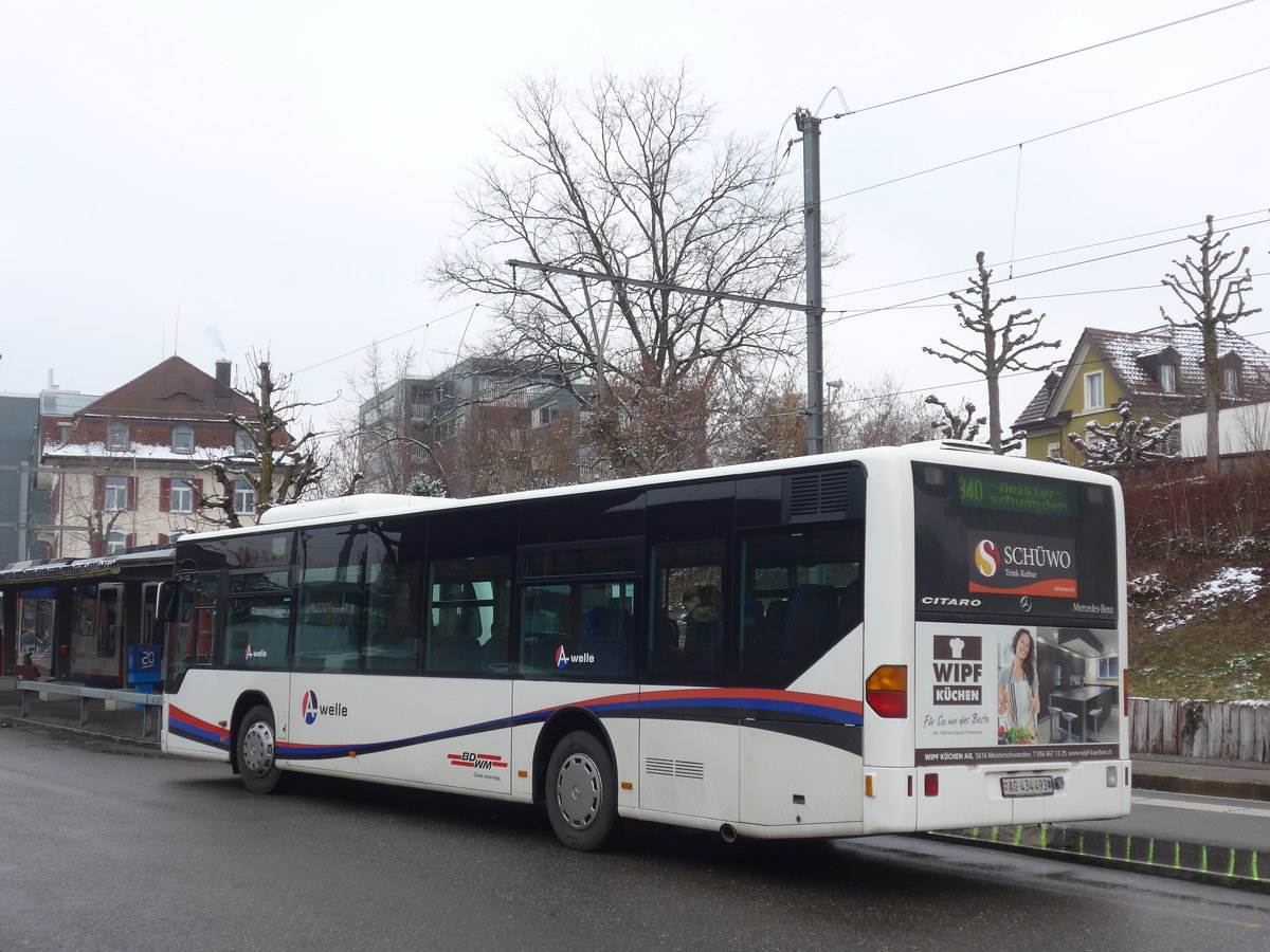 (189'489) - Limmat Bus, Dietikon - AG 434'493 - Mercedes am 19. M�rz 2018 beim Bahnhof Wohlen