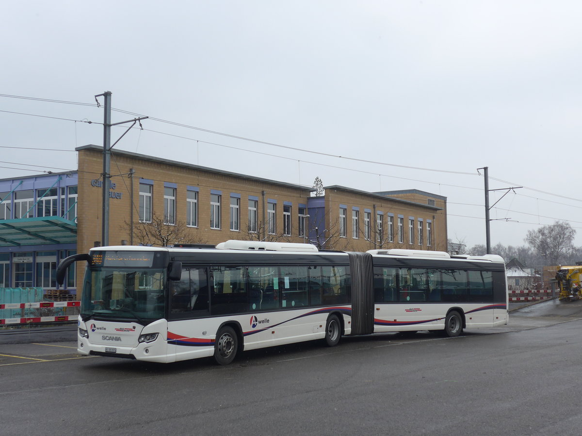 (189'499) - Limmat Bus, Dietikon - AG 380'805 - Scania am 19. M�rz 2018 beim Bahnhof Wohlen