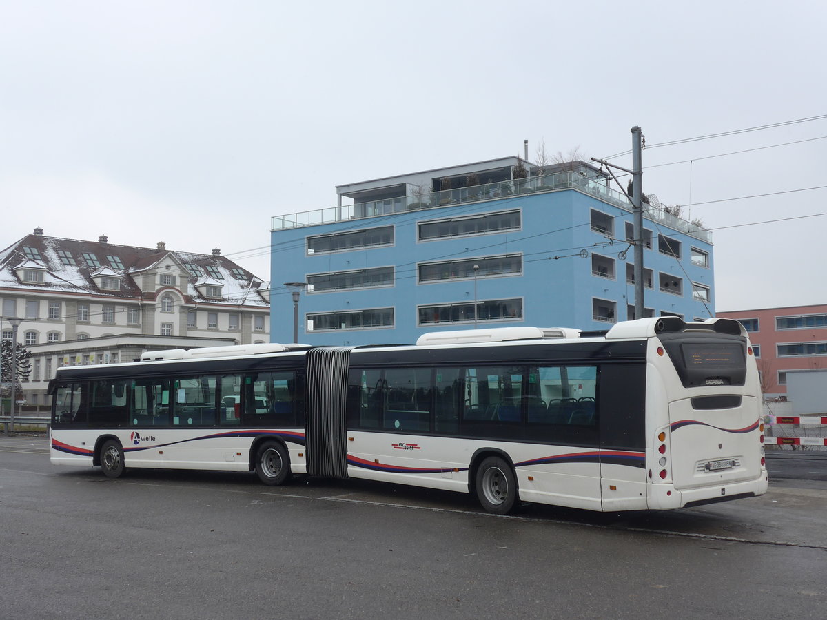 (189'500) - Limmat Bus, Dietikon - AG 380'805 - Scania am 19. M�rz 2018 beim Bahnhof Wohlen