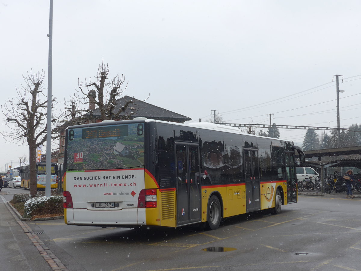 (189'520) - Geissmann, H�gglingen - AG 19'975 - MAN am 19. M�rz 2018 beim Bahnhof Wohlen